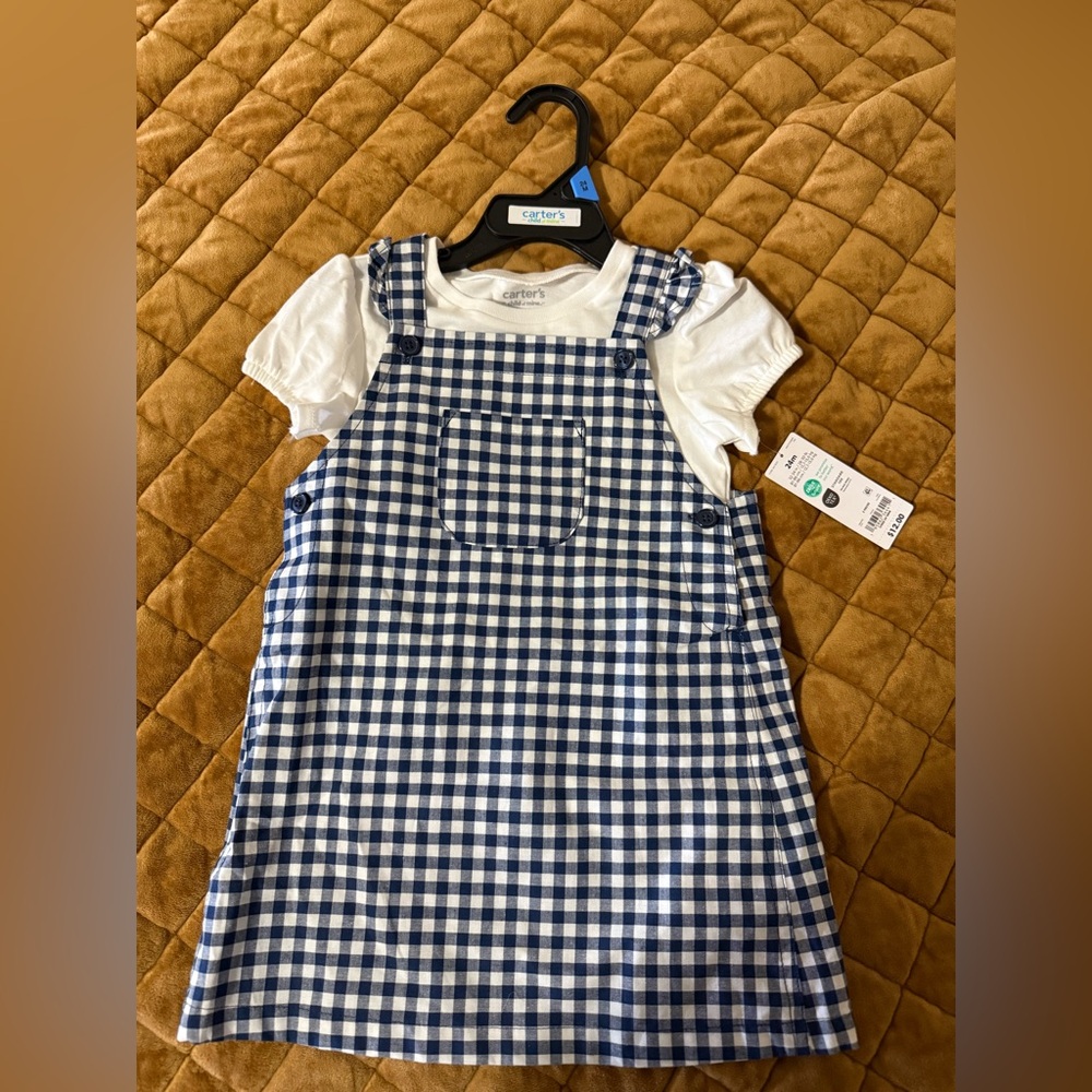Carter's Navy and White Checkered Dress with Tee